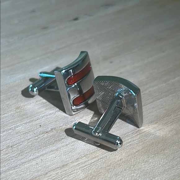 Silver and Red Cufflinks - Picture 5 of 5